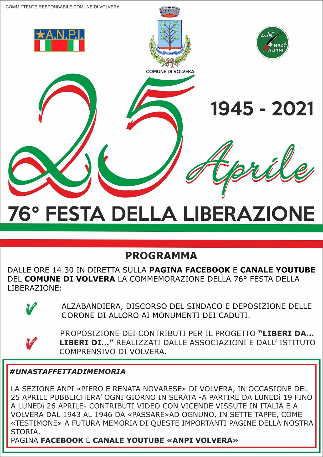 "Staffetta della Liberazione": la diretta social ANPI del 25 aprile | ANPI